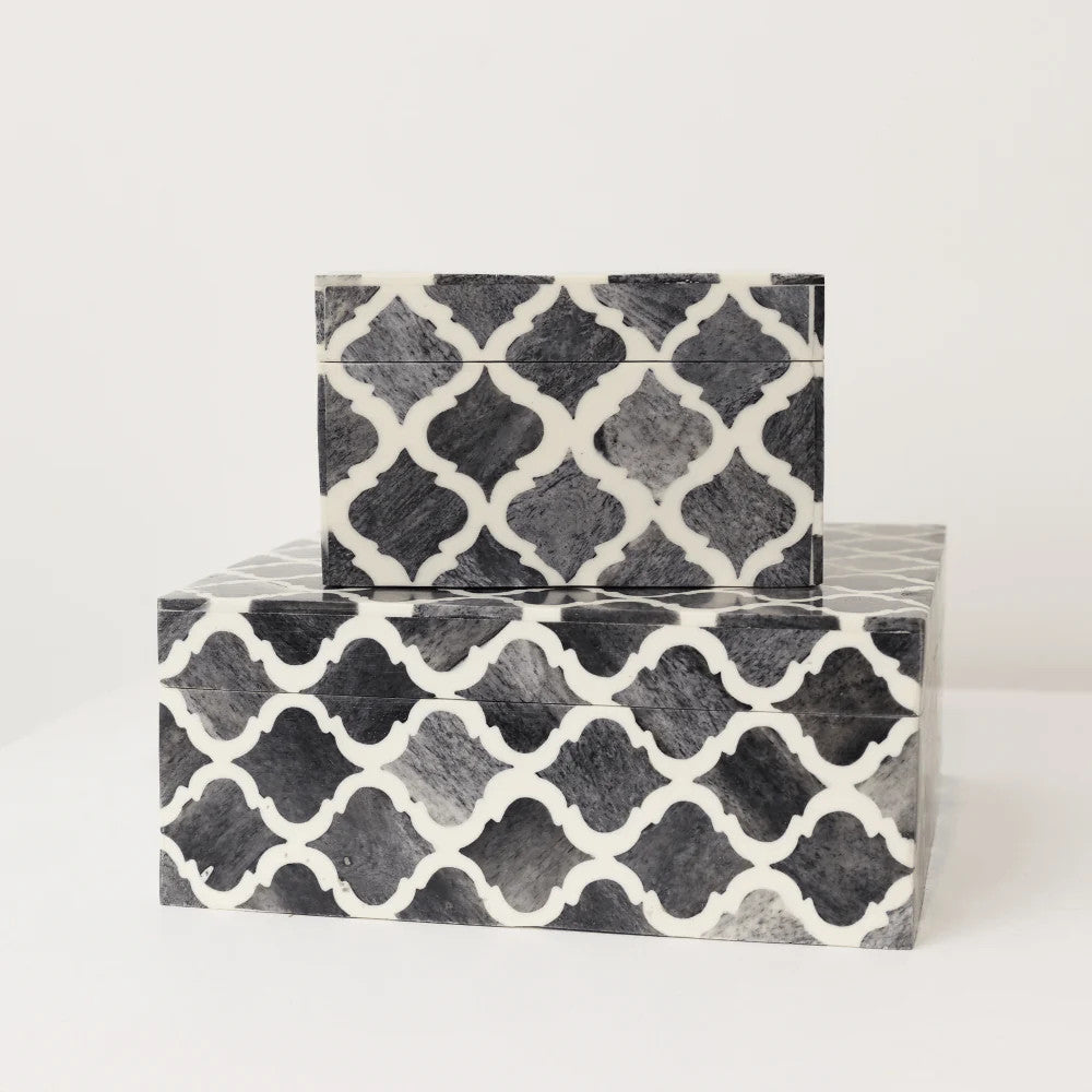 Bone Inlay Small Box : Moroccan : Grey