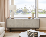 Bone Inlay Sideboard  wtih Antique Brass Legs : Pinstripe : Charcoal