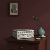 Mother of Pearl Small Gift Box : Floral : Grey