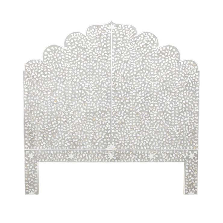 Bone or Mother of Pearl Inlay Scalloped Bedhead