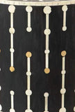 Bone & Brass Inlay Round Side Table : Black