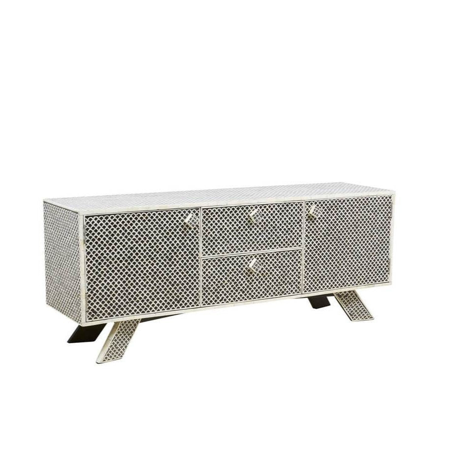 Bone Inlay TV Sideboard : Scallop : Black