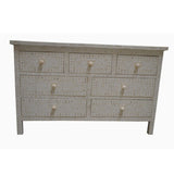 Bone Inlay Floral Chest 7 Drawers : White