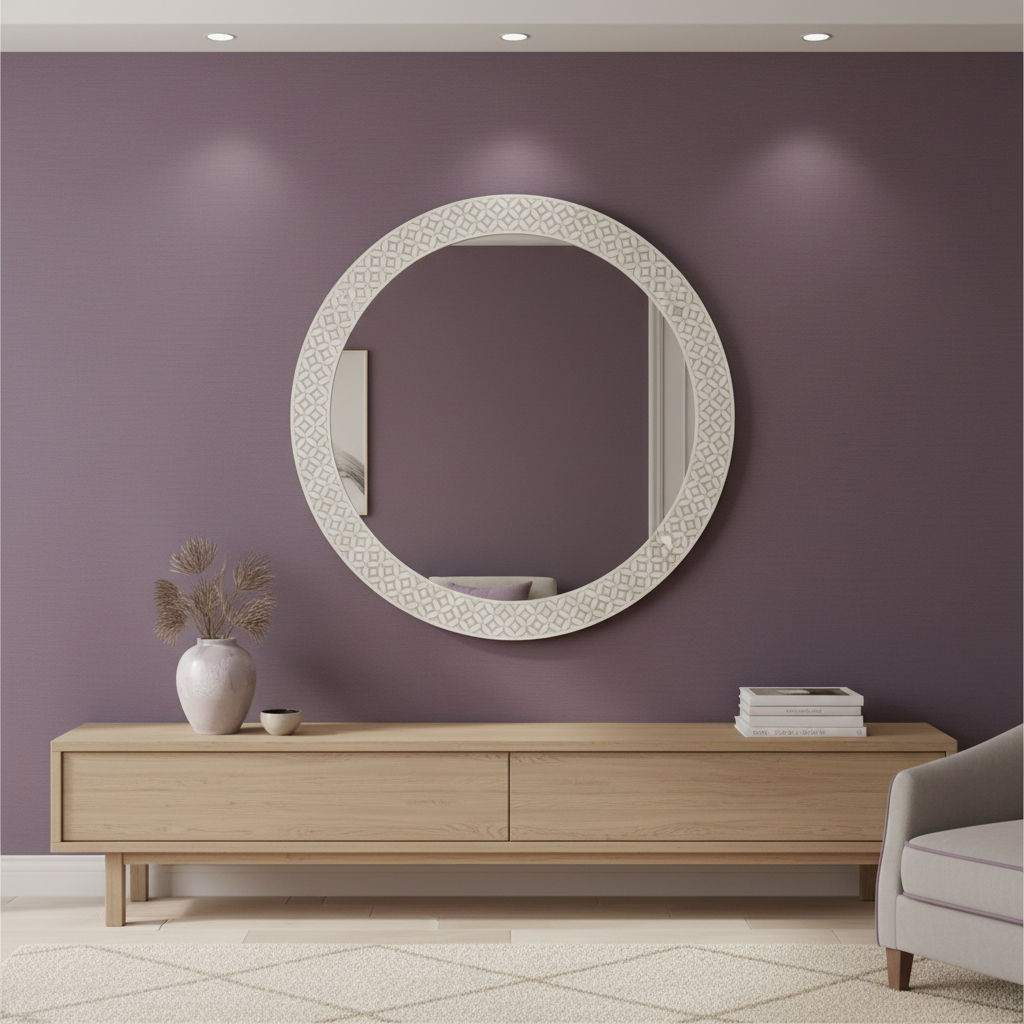Bone Inlay Round Mirror : Starburst