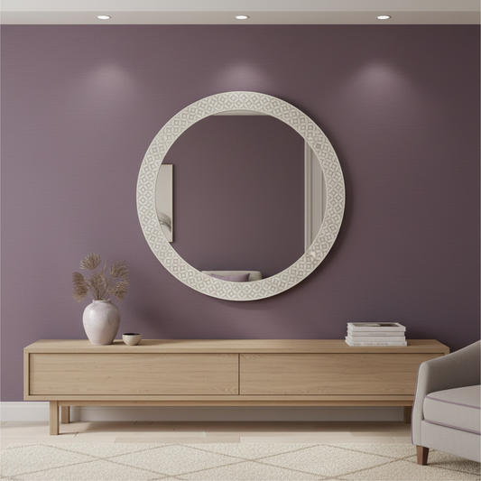Bone Inlay Round Mirror : Starburst