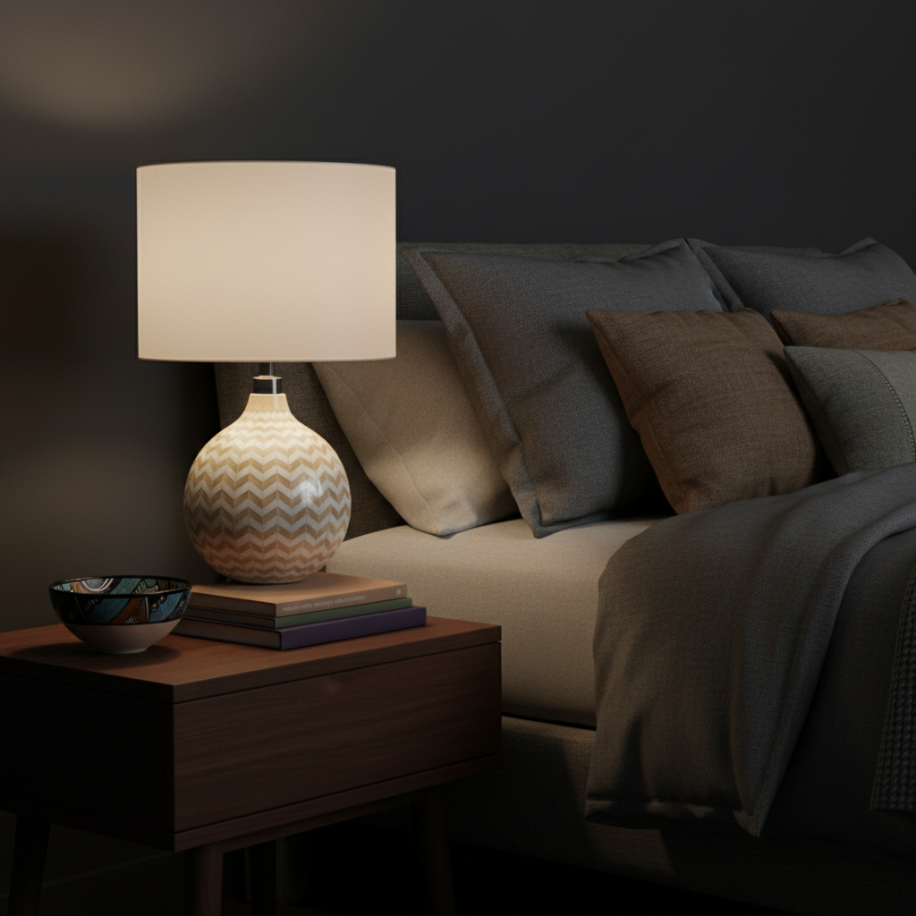 Bone Inlay Table Lamp : Zig Zag : Natural