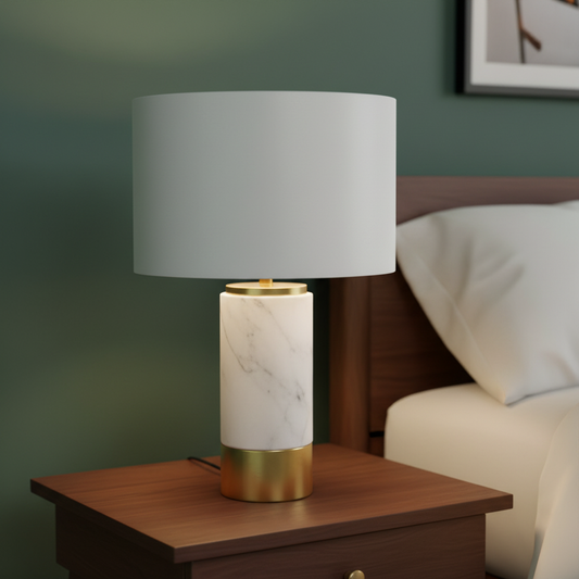 Marble Lamp with Brass Base