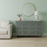 Bone Inlay 6 Drawer Chest : Scallop : Navy