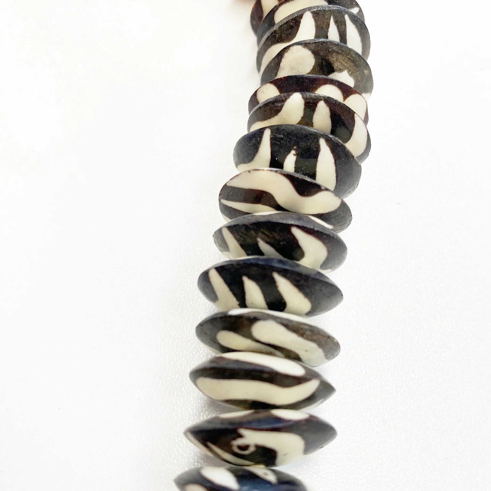 Carved Camel Bone Necklace : Black & White