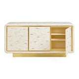 Bone Inlay 3 Door Buffet : Brickwork with Brass Accent : White