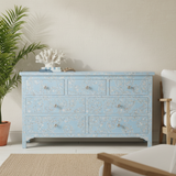 Mother of Pearl Inlay 7 Drawer Chest : Boteh : Blue