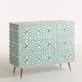 Bone Inlay 6 Drawer Chest : Zelliges : Turquoise