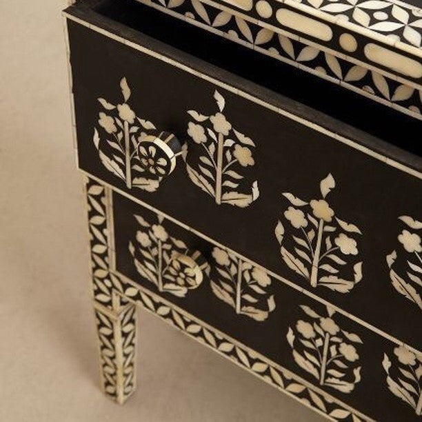 Bone Inlay Large Bedside Table : Art Deco