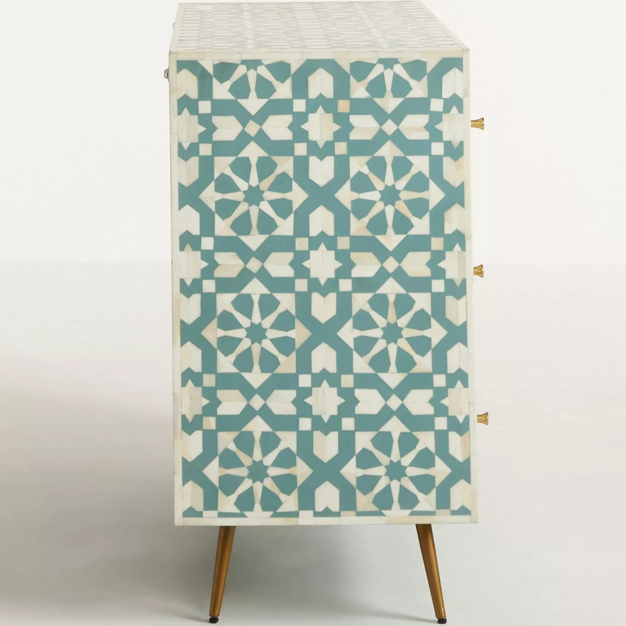 Bone Inlay 6 Drawer Chest : Zelliges : Turquoise