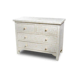 Bone Inlay 4 Drawer Chest : Floral : White