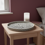 Bone Inlay Large Platter : Floral : Black