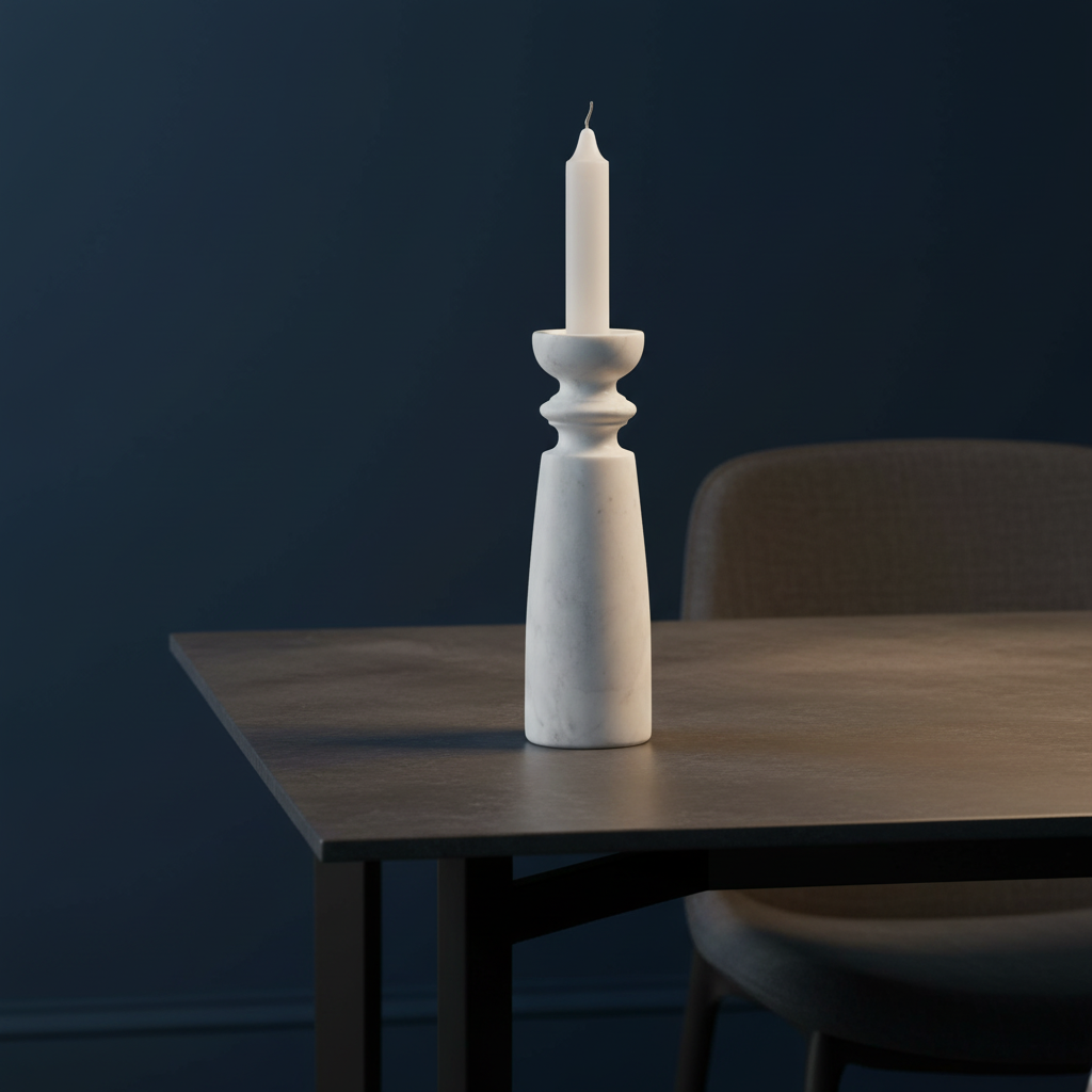 Marble Candlestick : Milana : White