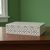 Bone Inlay Large Box : Starburst : Grey