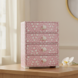 Bone Inlay Jewellery Box : Hearts : Pink