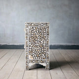Mother of Pearl Inlay Bedside Cabinet : Floral : Grey