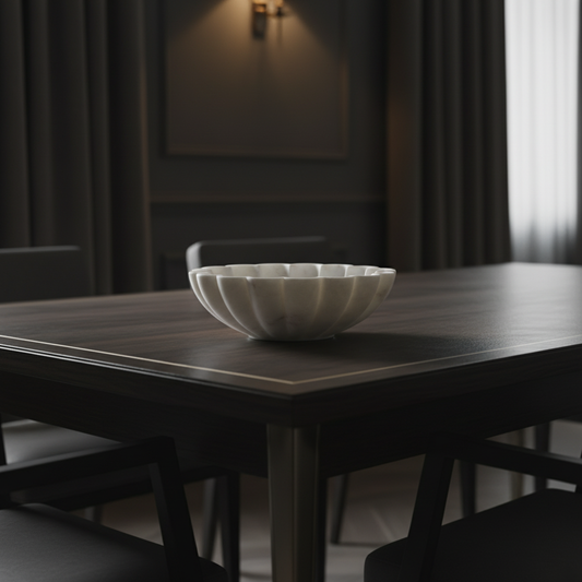 Marble Bowl : Fluted : White