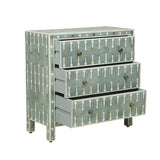 Bone & Brass Inlay 3 Drawer Chest : Pitachio