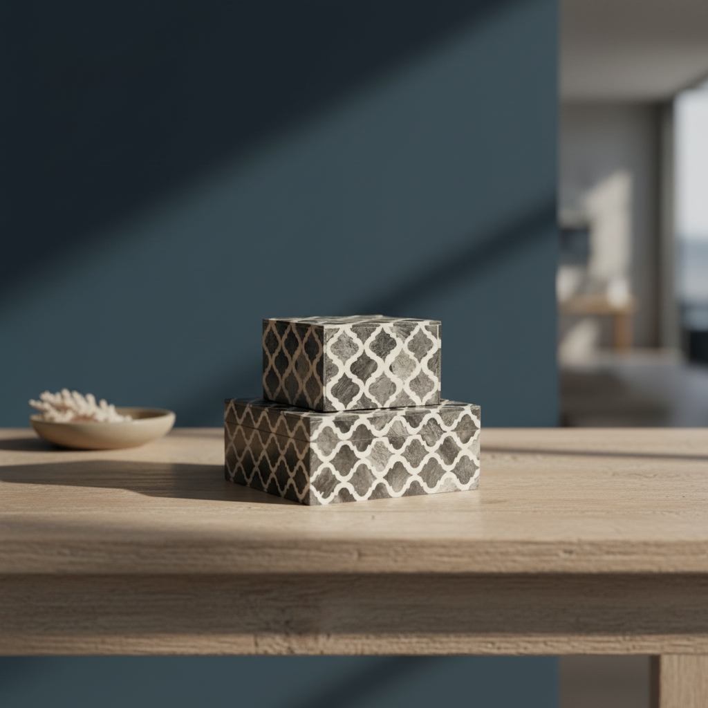 Bone Inlay Small Box : Moroccan : Grey