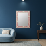 Bone Inlay Rectangular Mirror : Floral : Pink