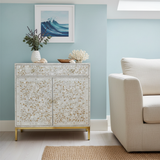 Mother of Pearl Inlay Cabinet : Liana : White