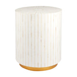 Bone Inlay Round Side Table : Stripe
