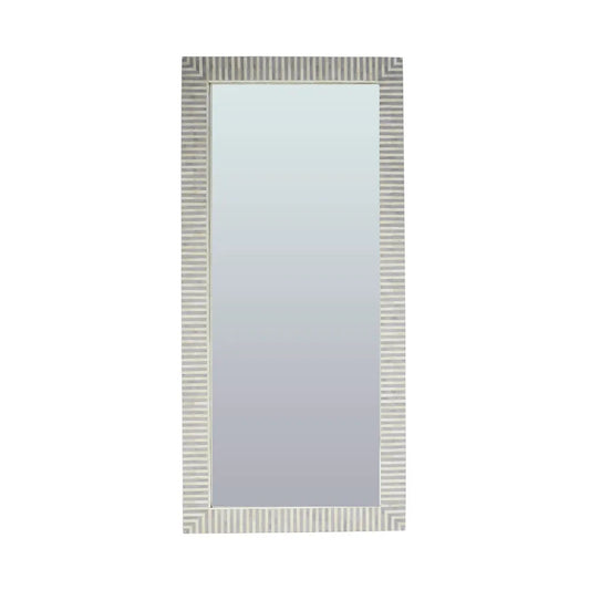 Bone Inlay Floor Mirror : Stripe : Grey