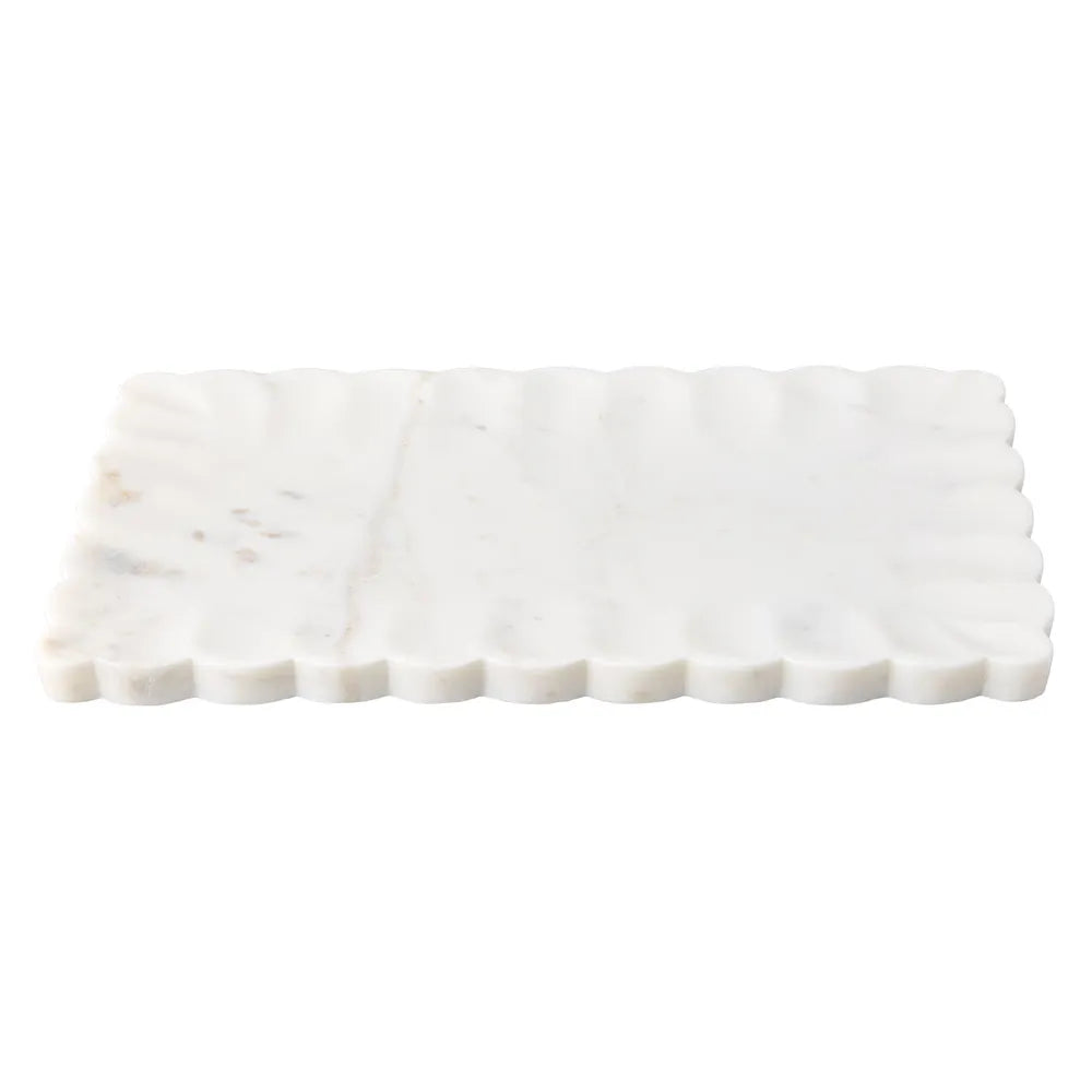 Marble Rectangular Plate : Camelia : White