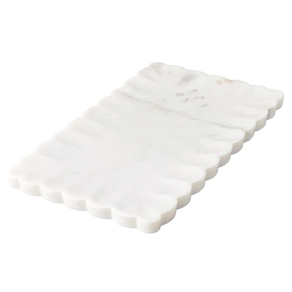 Marble Rectangular Plate : Camelia : White