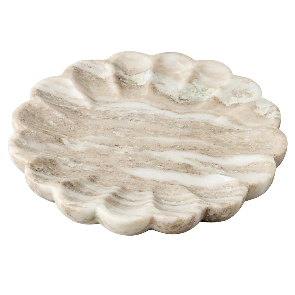 Marble-patterned stone dish on a white background