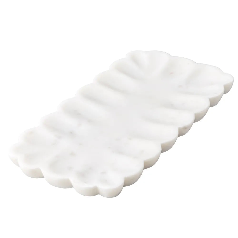 Marble Rectangular Plate : Camelia : White