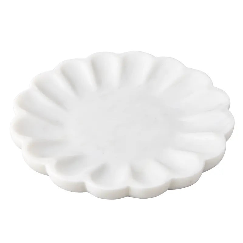 Marble Plate : Camellia : White