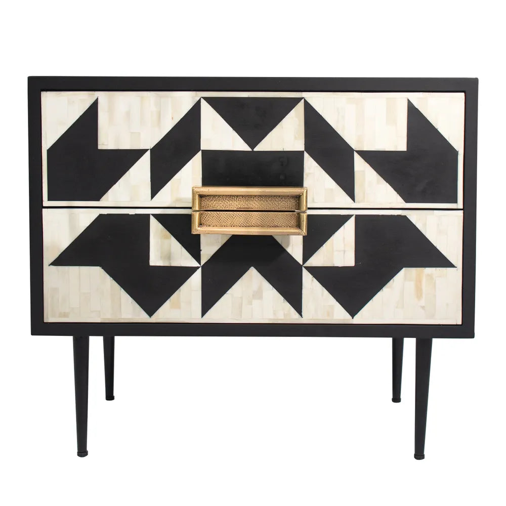 Bone Inlay 2 Drawer Bedside : Arrows