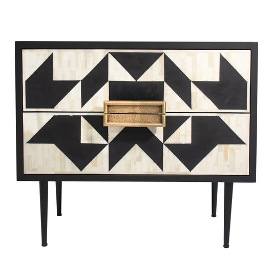 Bone Inlay 2 Drawer Bedside : Arrows