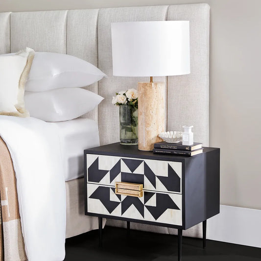Bone Inlay 2 Drawer Bedside : Arrows