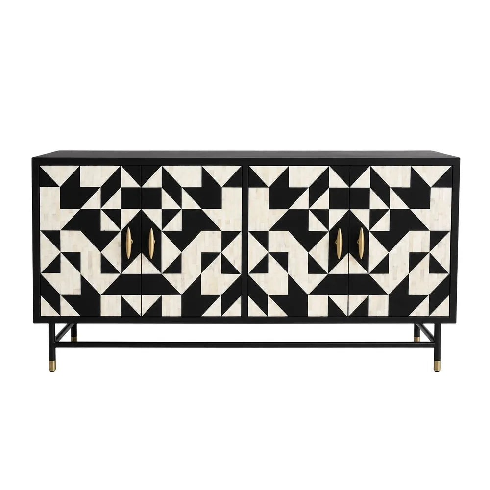 Bone Inlay 4 Door Buffet : Arrows : Black & White