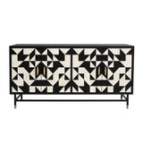 Bone Inlay 4 Door Buffet : Arrows : Black & White