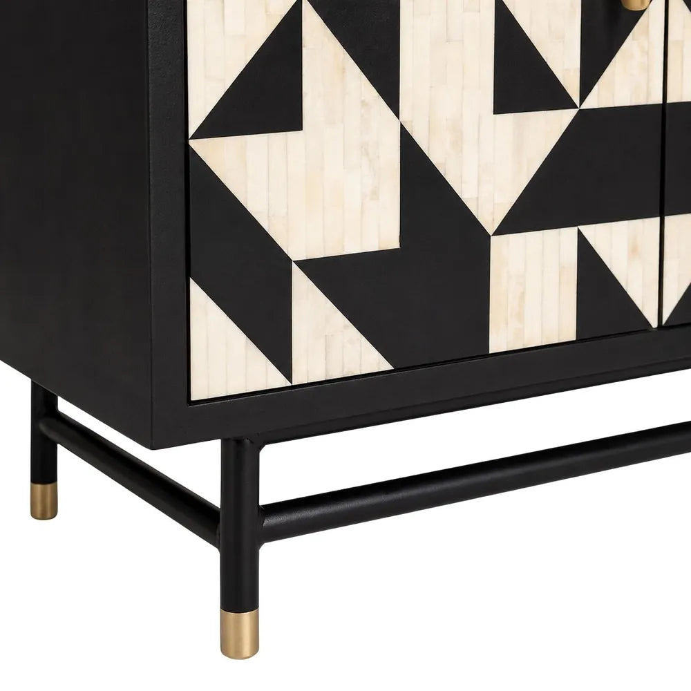 Bone Inlay 4 Door Buffet : Arrows : Black & White
