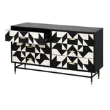 Bone Inlay 6 Drawer Buffet : Arrows : Black & White