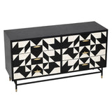 Bone Inlay 6 Drawer Buffet : Arrows : Black & White