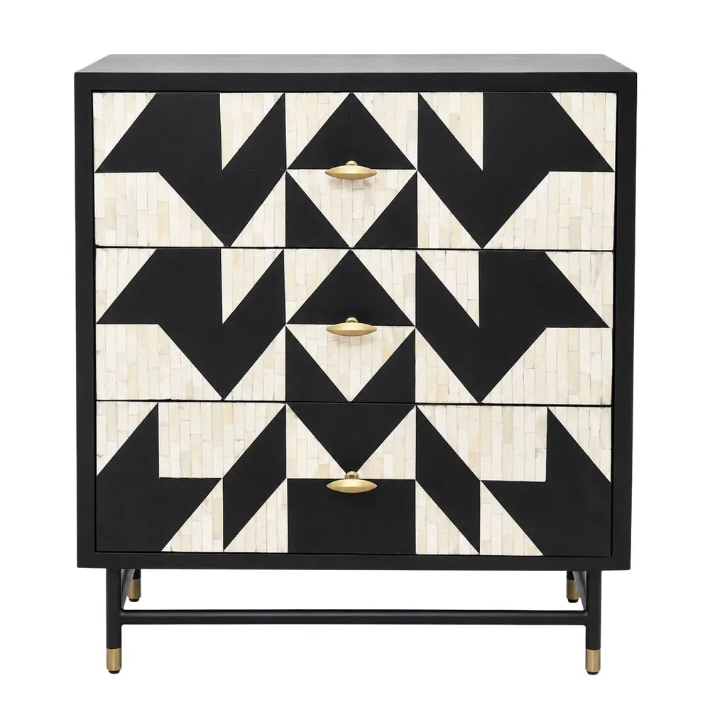 Bone Inlay 3 Drawer Chest : Arrows