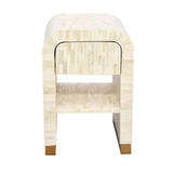 Bone Inlay Waterfall Side Table : Stripe : White