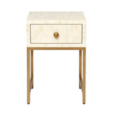 Bone Inlay 1 Drawer Bedside Table : Stripe : White