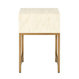 Bone Inlay 1 Drawer Bedside Table : Stripe : White