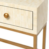 Bone Inlay 1 Drawer Bedside Table : Stripe : White