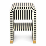 Bone Inlay Waterfall Side Table : Stripe : Black